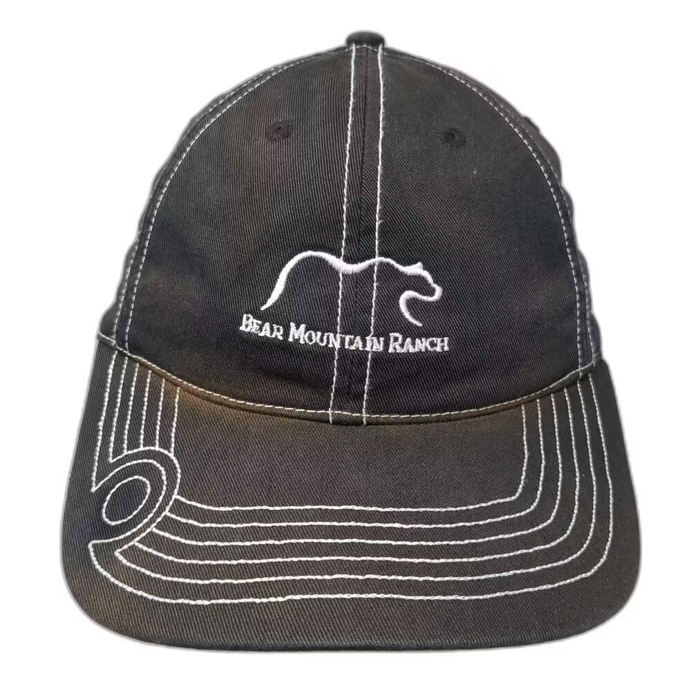 Ivory Baseball Cap Black White Bear Mountain Ranch OS Strapback Embroidered Hat